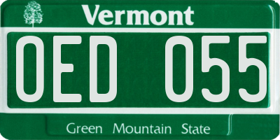 VT license plate OED055