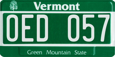 VT license plate OED057