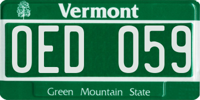 VT license plate OED059