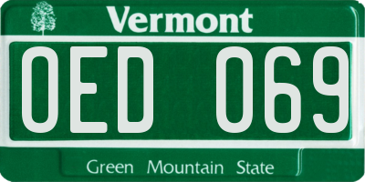 VT license plate OED069