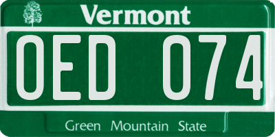 VT license plate OED074