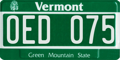 VT license plate OED075