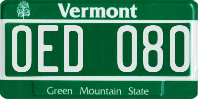 VT license plate OED080