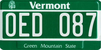 VT license plate OED087