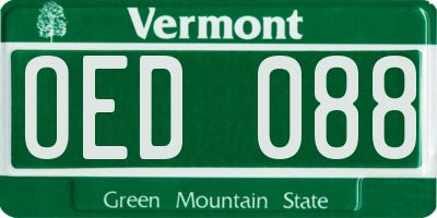 VT license plate OED088
