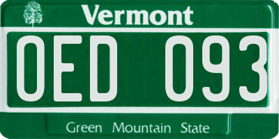VT license plate OED093