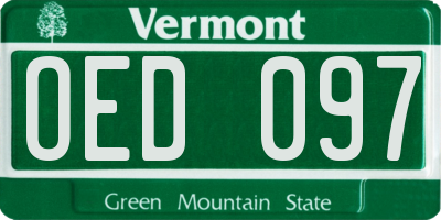 VT license plate OED097