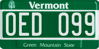 VT license plate OED099
