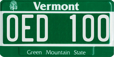 VT license plate OED100