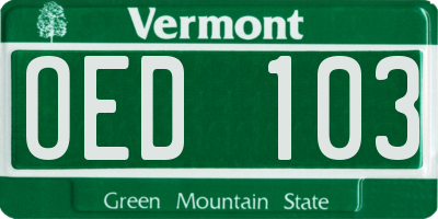 VT license plate OED103