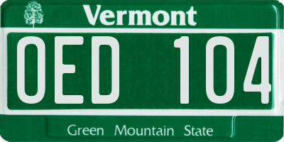 VT license plate OED104
