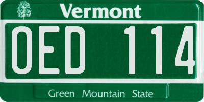 VT license plate OED114