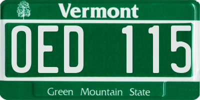 VT license plate OED115