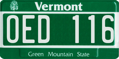 VT license plate OED116