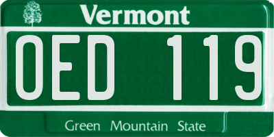 VT license plate OED119