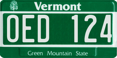 VT license plate OED124
