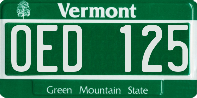 VT license plate OED125
