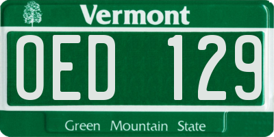 VT license plate OED129
