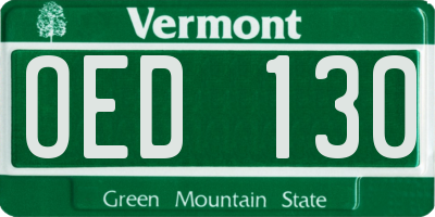 VT license plate OED130