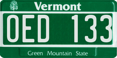 VT license plate OED133