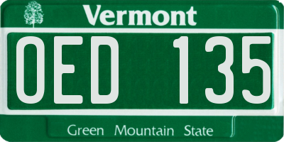 VT license plate OED135