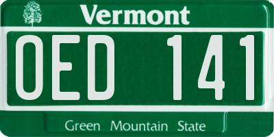 VT license plate OED141