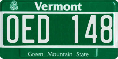 VT license plate OED148