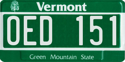 VT license plate OED151