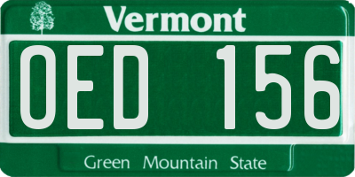 VT license plate OED156
