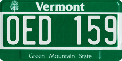 VT license plate OED159