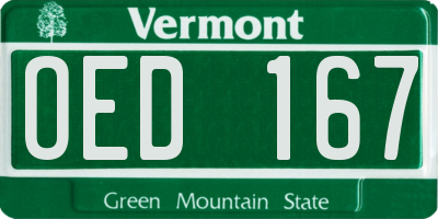 VT license plate OED167