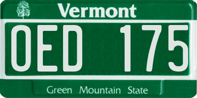 VT license plate OED175