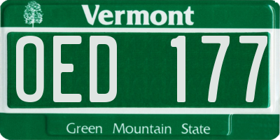 VT license plate OED177