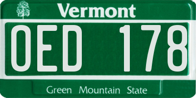 VT license plate OED178