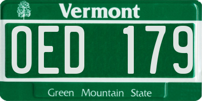 VT license plate OED179