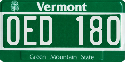 VT license plate OED180