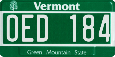 VT license plate OED184