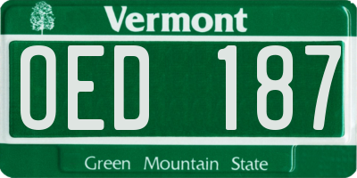 VT license plate OED187
