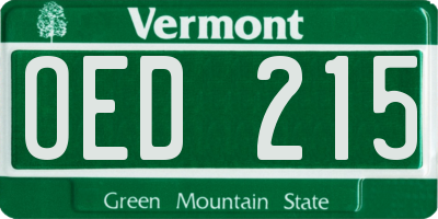 VT license plate OED215