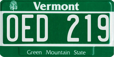 VT license plate OED219