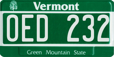 VT license plate OED232