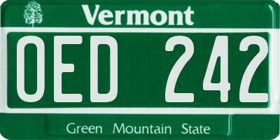 VT license plate OED242