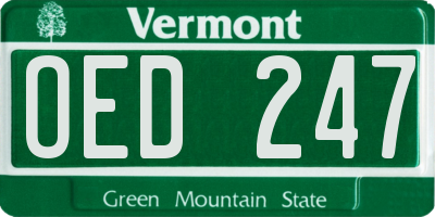 VT license plate OED247