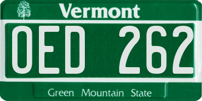 VT license plate OED262