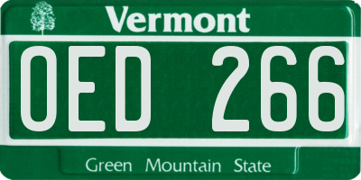 VT license plate OED266