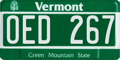 VT license plate OED267