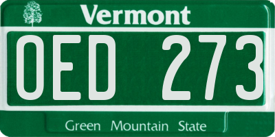 VT license plate OED273