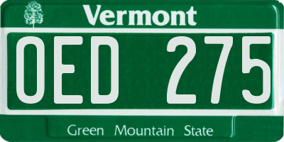 VT license plate OED275