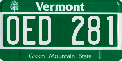 VT license plate OED281