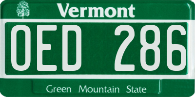 VT license plate OED286